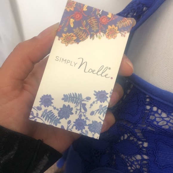 NWT Simply Noelle blue lace shift pocketed midi dress size large - Picture 9 of 15